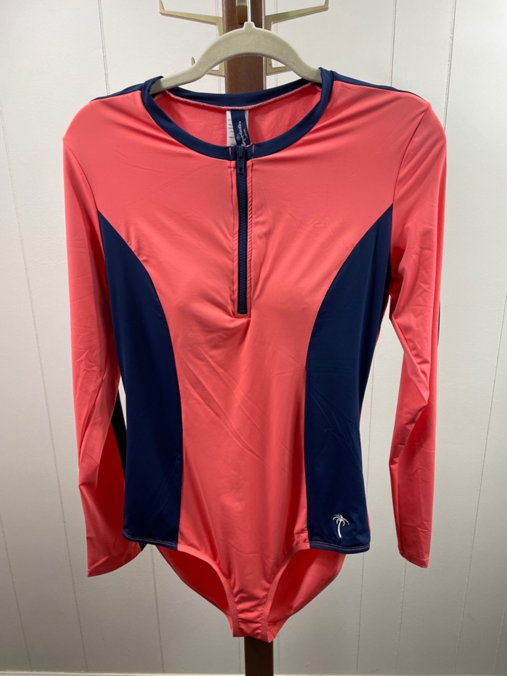 Margaritaville NWT Coral Long Sleeve Rash Guard One Piece Swimsuit